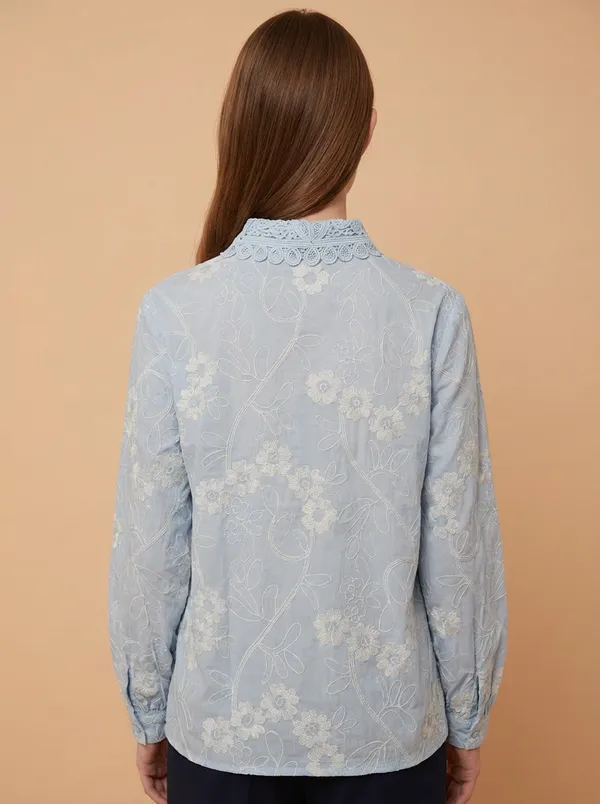Sky_Blue_Self_Designed_Korean_Styled_Shirt_Top_For_Women