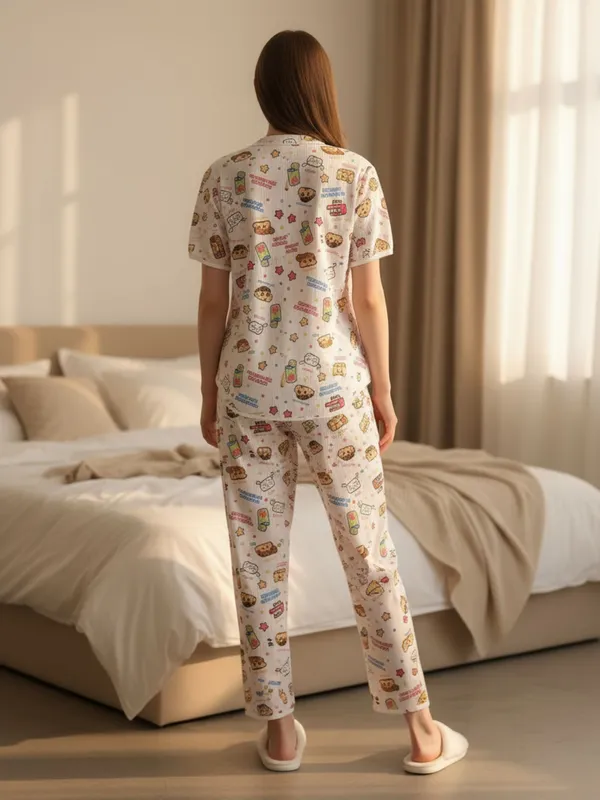 White_Cotton_Printed_Summer_wear_Three_Piece_Night_suit_for_women