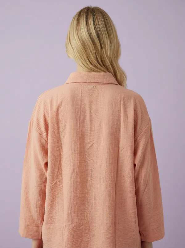 Peach_Self_Designed_Korean_Styled_Shirt_Top_For_Women
