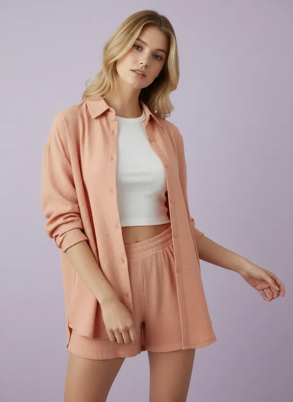 Peach_Self_Designed_Korean_Styled_Shirt_Top_For_Women