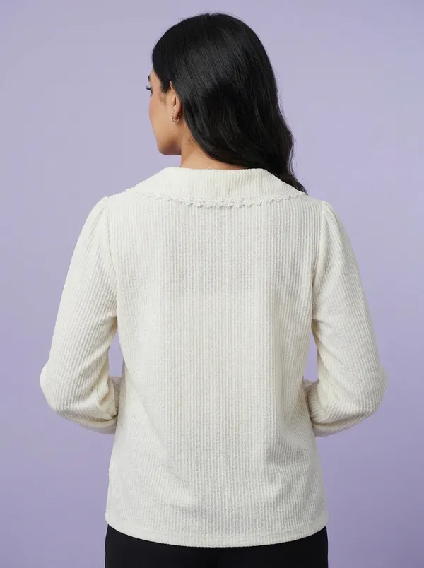 White_Summer_Wear_Korean_Pattern_Top_For_Women