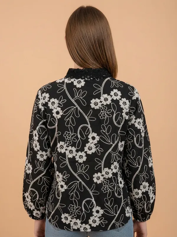 Black_Self_Designed_Korean_Styled_Shirt_Top_For_Women
