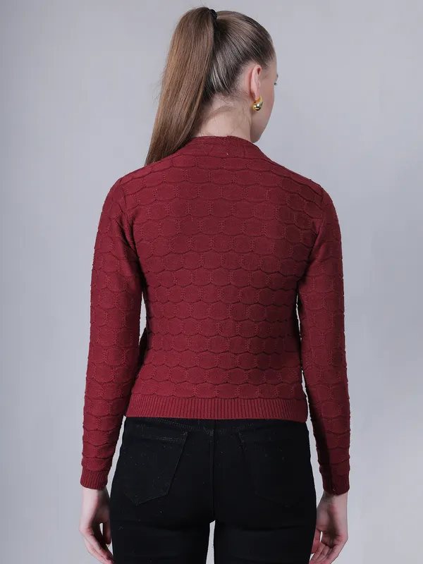 Wine_Red_Woolen_Knitted_Sweater_For_Women