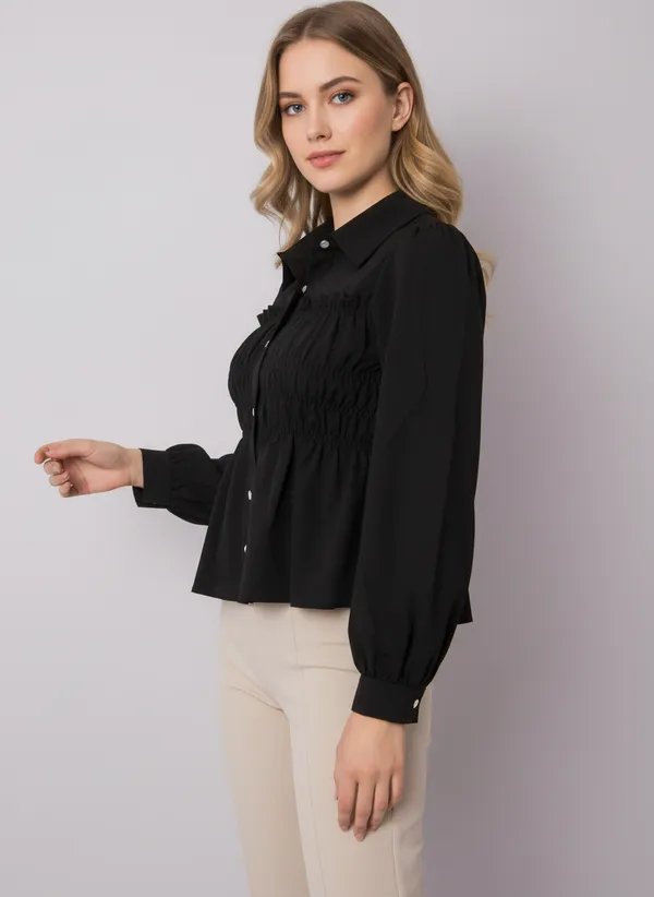 Black_Cotton_Korean_Styled_Top_Style_Shirt_For_Women
