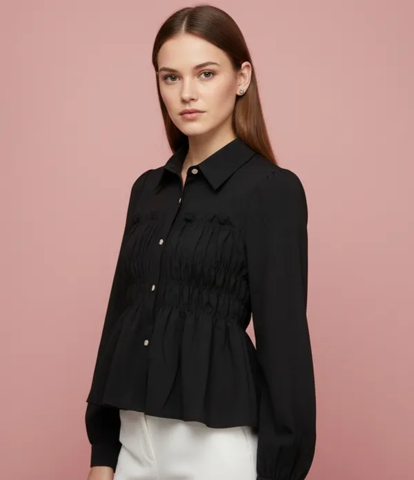 Black_Cotton_Korean_Styled_Top_Style_Shirt_For_Women