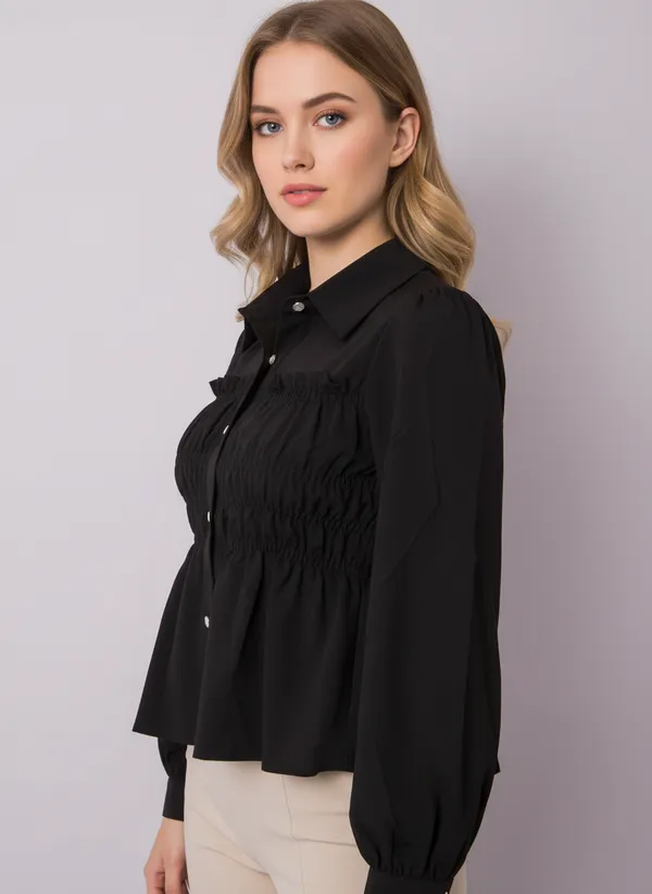 Black_Cotton_Korean_Styled_Top_Style_Shirt_For_Women