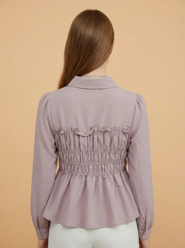 Lavender_Cotton_Korean_Styled_Top_Style_Shirt_For_Women