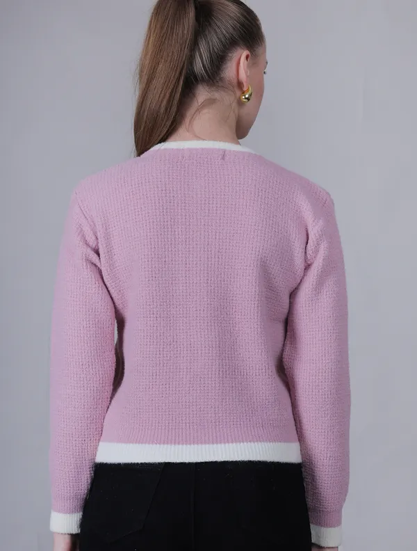 Pink_Woolen_Floral_Knitted_Cardigan_For_Women