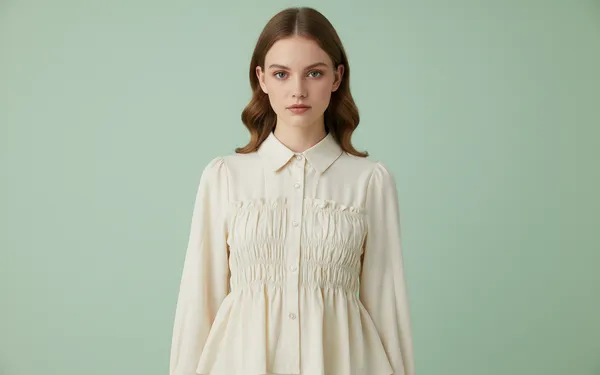 Cream_Cotton_Korean_Styled_Top_Style_Shirt_For_Women