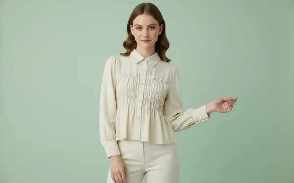 Cream_Cotton_Korean_Styled_Top_Style_Shirt_For_Women