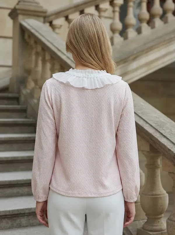 Pink_Cotton_Korean_Styled_Top_Style_Shirt_For_Women