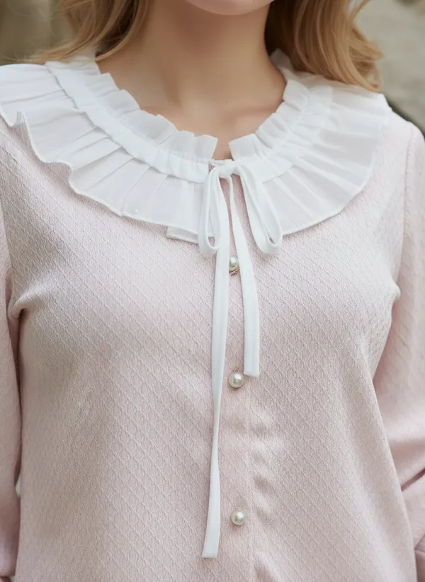 Pink_Cotton_Korean_Styled_Top_Style_Shirt_For_Women