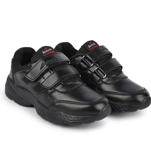Black_Air_Mesh_With_Synthetic_Leather_School_Shoes_For_Kids_|_Academy_Velcro