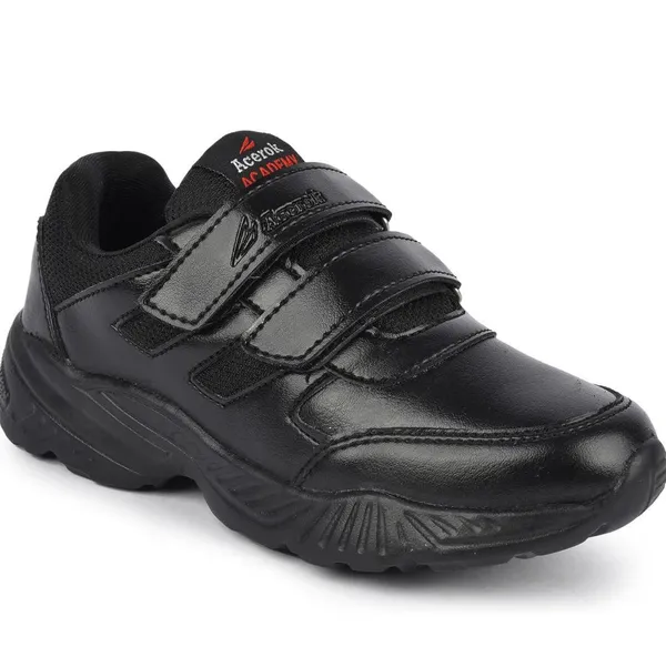 Black_Air_Mesh_With_Synthetic_Leather_School_Shoes_For_Kids_|_Academy_Velcro
