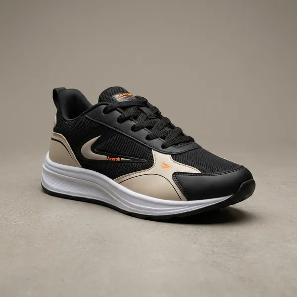 Black_And_Beige_Air_Mesh_With_Rexine_Casual_Shoes_For_Men_|_Performance_3