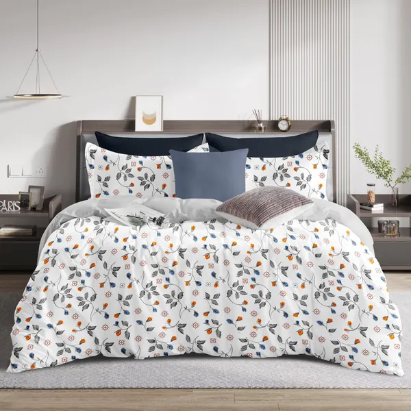 White_Micro_Satin_Bedsheet_With_Pillow_|_180_Tc_Double_Floral_Blossom_Print_Bedsheet_