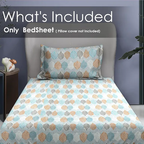 Grey_And_Peach_Cotton_Single_Bedsheet
