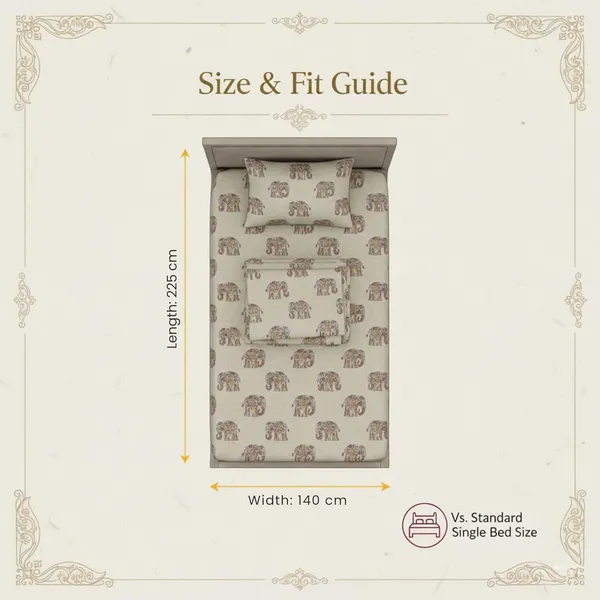 Grey_And_Peach_Premium_&_Elegant_Cotton_Single_Bedsheet