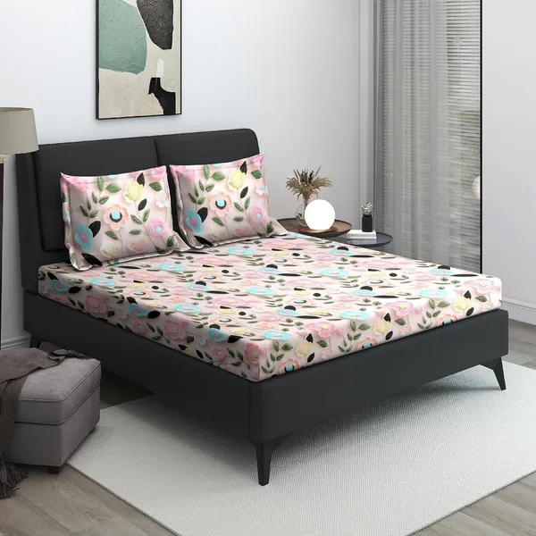 Multicolor_Microfiber_Double_Bedsheet_with_Pillow_Covers