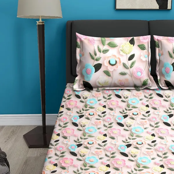 Multicolor_Microfiber_Double_Bedsheet_with_Pillow_Covers
