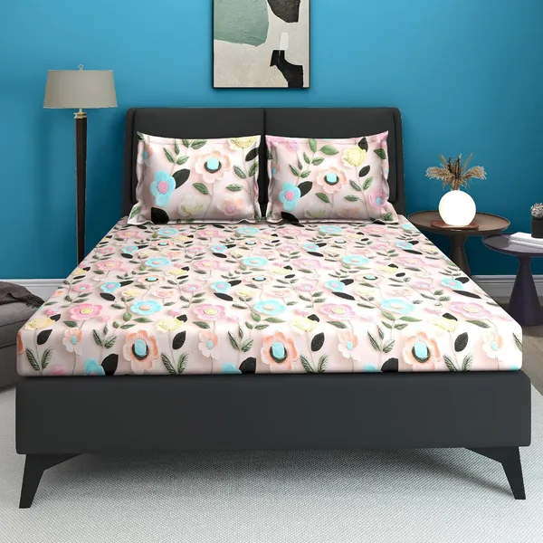 Multicolor_Microfiber_Double_Bedsheet_with_Pillow_Covers