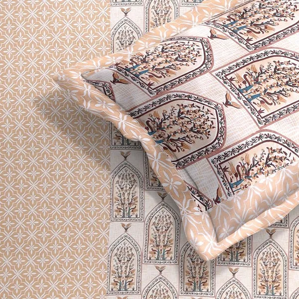 Peach_Cotton_Bedsheet_with_Pillow_Covers