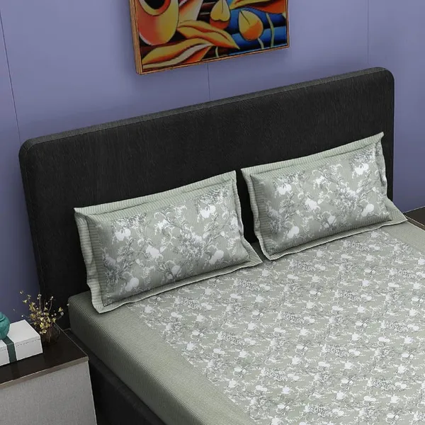 Grey_Cotton_Bedsheet_with_Pillow_Covers