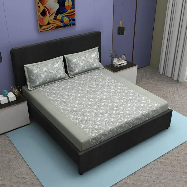 Grey_Cotton_Bedsheet_with_Pillow_Covers