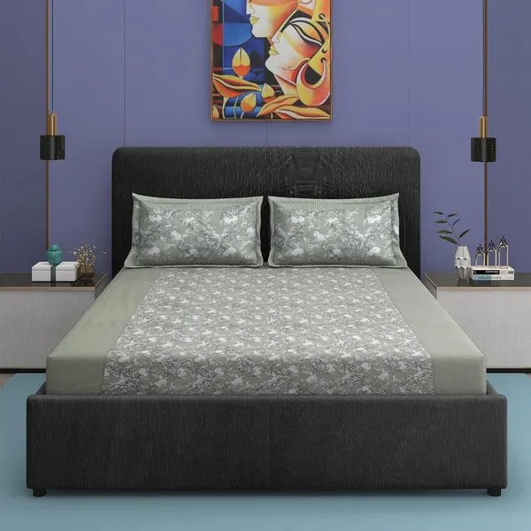 Grey_Cotton_Bedsheet_with_Pillow_Covers