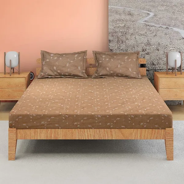 Beige_Cotton_Printed_Double_Bedsheet_with_Pillow_Cover