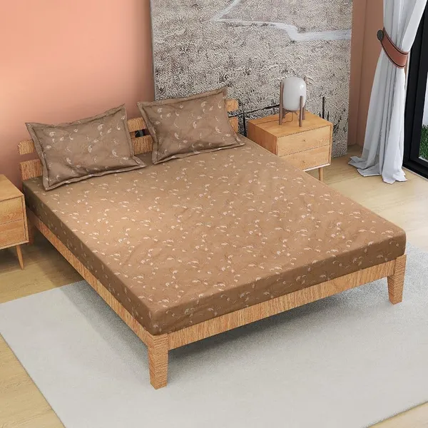 Beige_Cotton_Printed_Double_Bedsheet_with_Pillow_Cover
