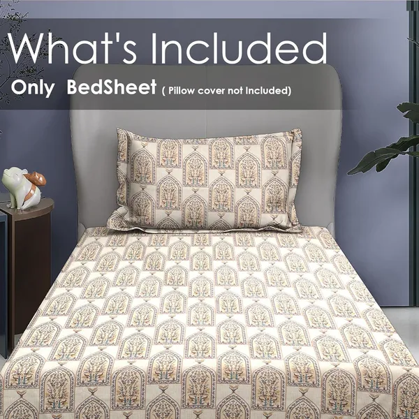 Grey_And_Peach_Cotton_Single_Bedsheet