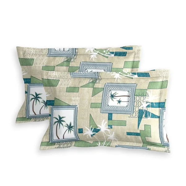 Green_And_White_Micro_Satin_Double_Bedsheet_with_Pillow_Covers