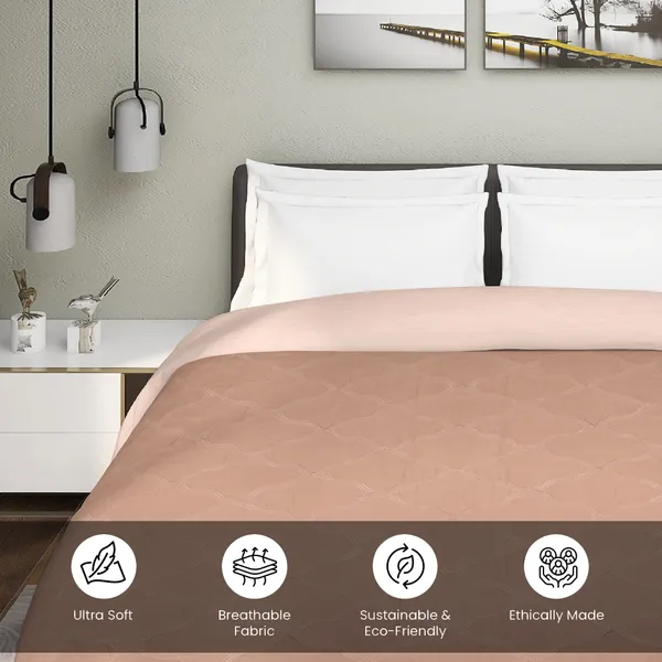 Peach_Micro_Satin_Twill_180_Tc_Double_Floral_Blossom_Print_Soft_Fade_Resistant_Microfiber_Fabric_Textured_Bedsheet_With_Pillow_Covers