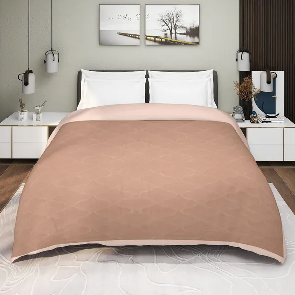 Peach_Micro_Satin_Twill_180_Tc_Double_Floral_Blossom_Print_Soft_Fade_Resistant_Microfiber_Fabric_Textured_Bedsheet_With_Pillow_Covers