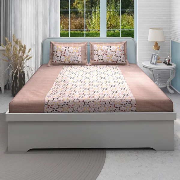 Brown_And_White_Cotton_240_Tc_Printed_King_Soft_&_Durable_Floral_Elegant_Modern_Bedsheet_With_Pillow_Covers