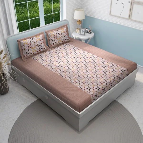 Brown_And_White_Cotton_240_Tc_Printed_King_Soft_&_Durable_Floral_Elegant_Modern_Bedsheet_With_Pillow_Covers