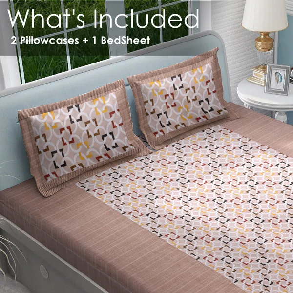 Brown_And_White_Cotton_240_Tc_Printed_King_Soft_&_Durable_Floral_Elegant_Modern_Bedsheet_With_Pillow_Covers