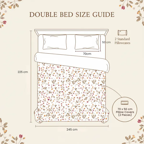 White_Micro_Satin_Twill_180_Tc_Double_Floral_Blossom_Print_Covers_Soft_Fade_Resistant_Microfiber_Textured_Bed_Bedsheet_With_Pillow