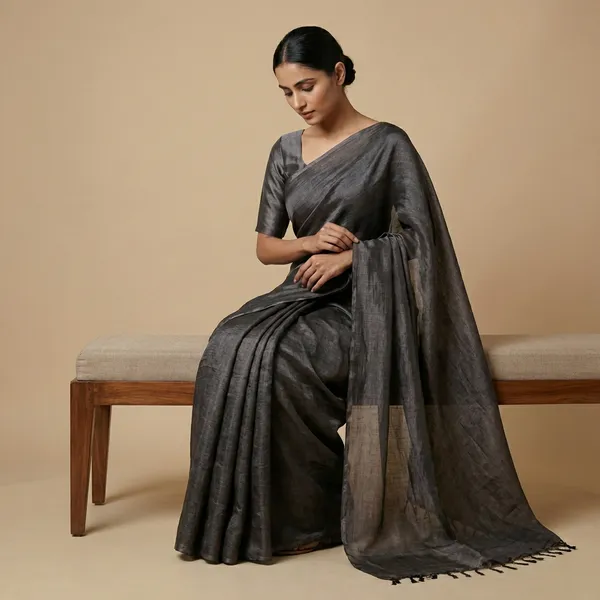 Metallic_Black_Metallic_Cotton_Tissue_Handloom_Saree_For_Women