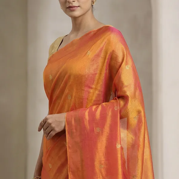 Turmeric_Gold_And_Rani_Pink_Metallic_Ombre_Zari_Tissue_Handloom_Saree_For_Women
