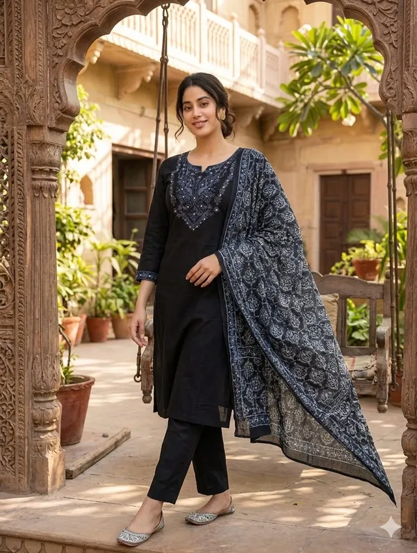 Black_Embroidered_Salwar_Suit_Set_With_Dupatta