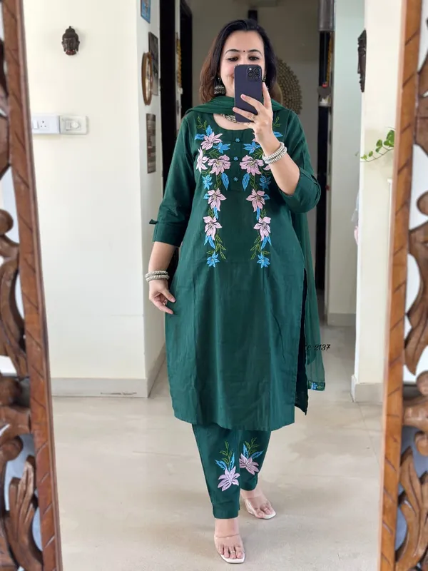 Green_Floral_Embroidered_Kurta_Set_With_Dupatta
