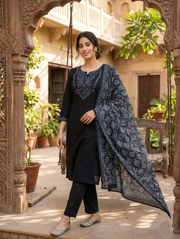 Black_Embroidered_Salwar_Suit_Set_With_Dupatta