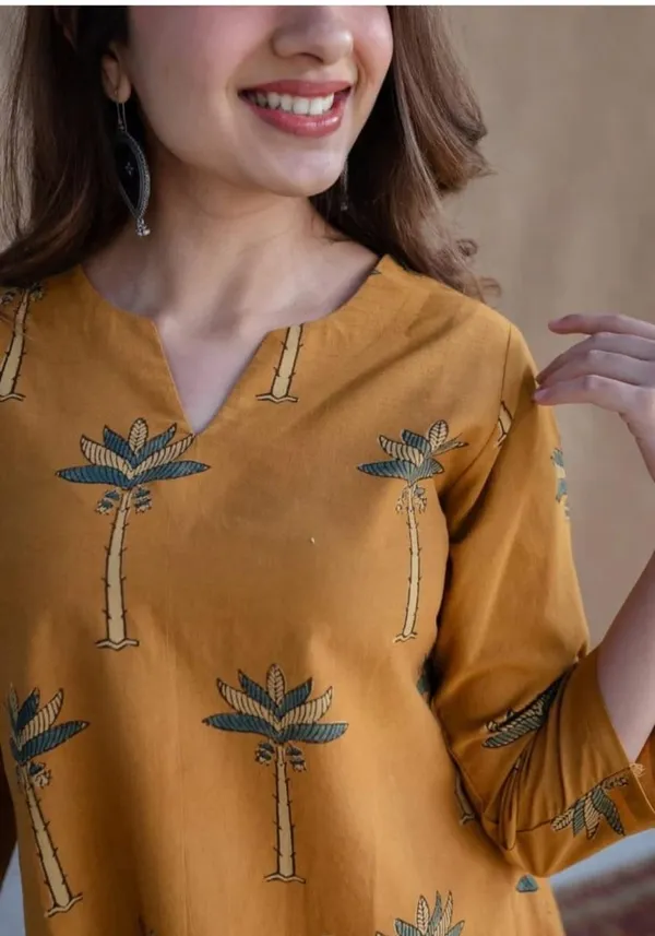 Mustard_Yellow_Floral_Print_Aline_Kurta_With_White_Palazzo_Set