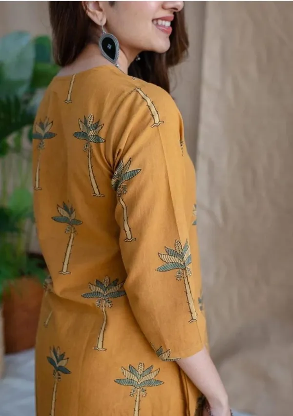 Mustard_Yellow_Floral_Print_Aline_Kurta_With_White_Palazzo_Set