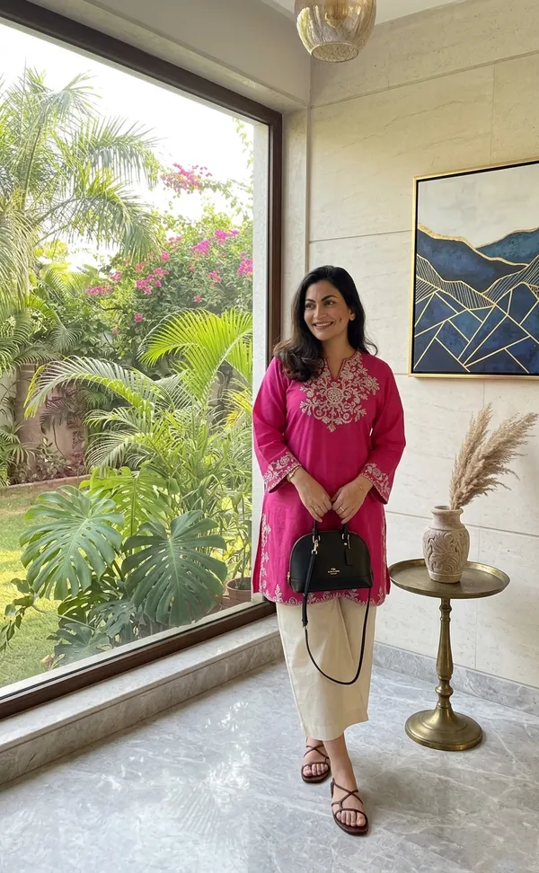 Elegant_Pink_Embroidered_Kurti_With_Straight_Pants_Set