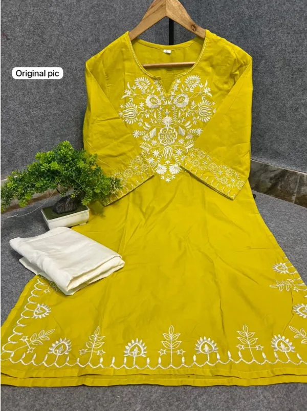 Elegant_Yellow_Embroidered_Kurti_With_Straight_Pants_Set