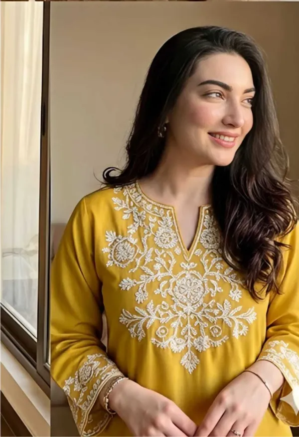 Elegant_Yellow_Embroidered_Kurti_With_Straight_Pants_Set