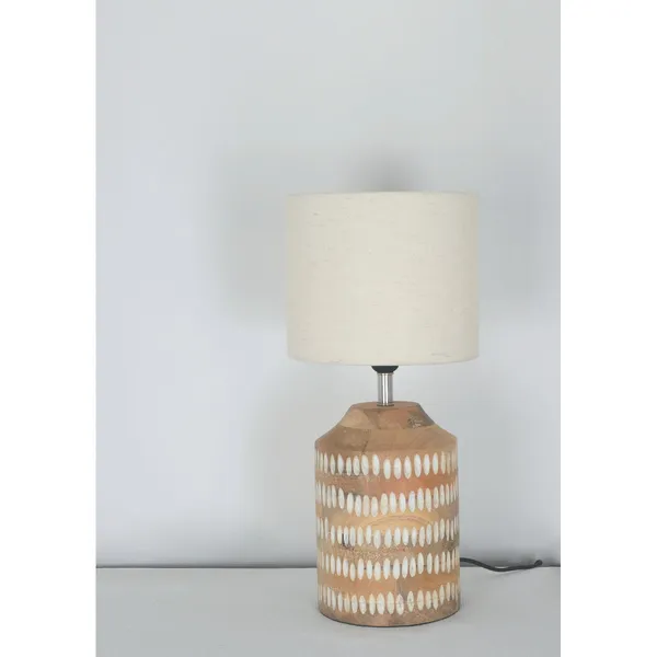 As_Per_Image_Metal_Wood_FaBrownic_Shade_Wooden_Table_Lamp_Default_Title
